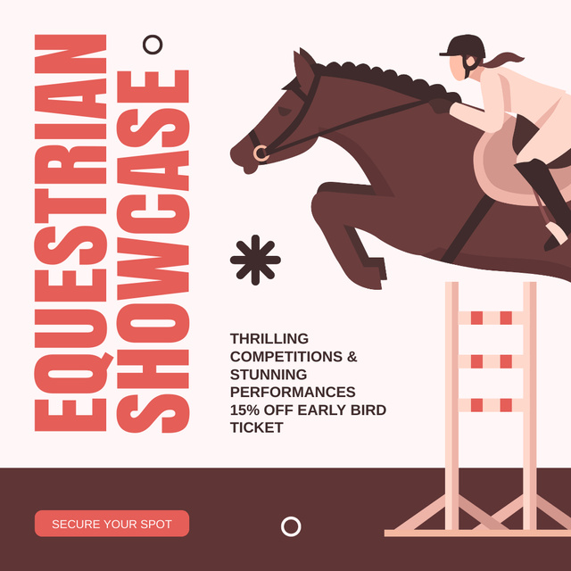 Thrilling Performances And Equestrian Showcase With Discount Instagram AD Design Template