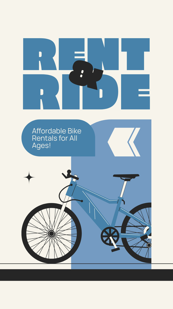 Designvorlage Simple Blue Offer of Bikes for Rent für Instagram Story