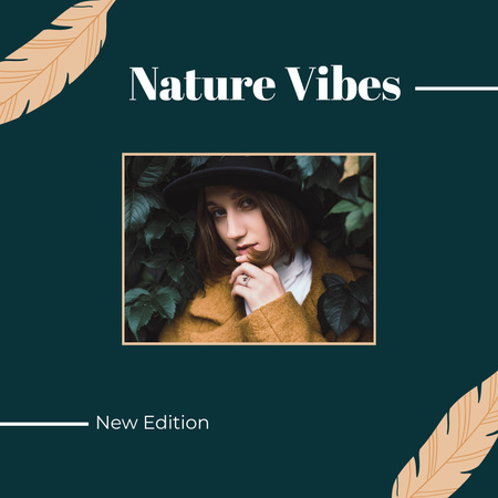 Ontwerpsjabloon van Album Cover van natuur vibes, album cover met vrouw portret