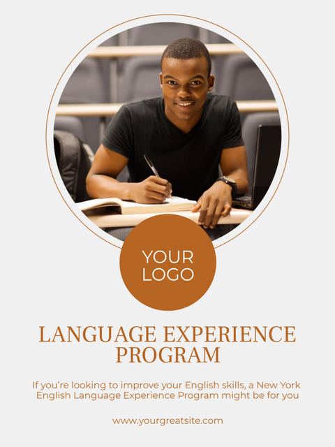 Promoting Best Language Learning Courses Poster 36x48in Šablona návrhu