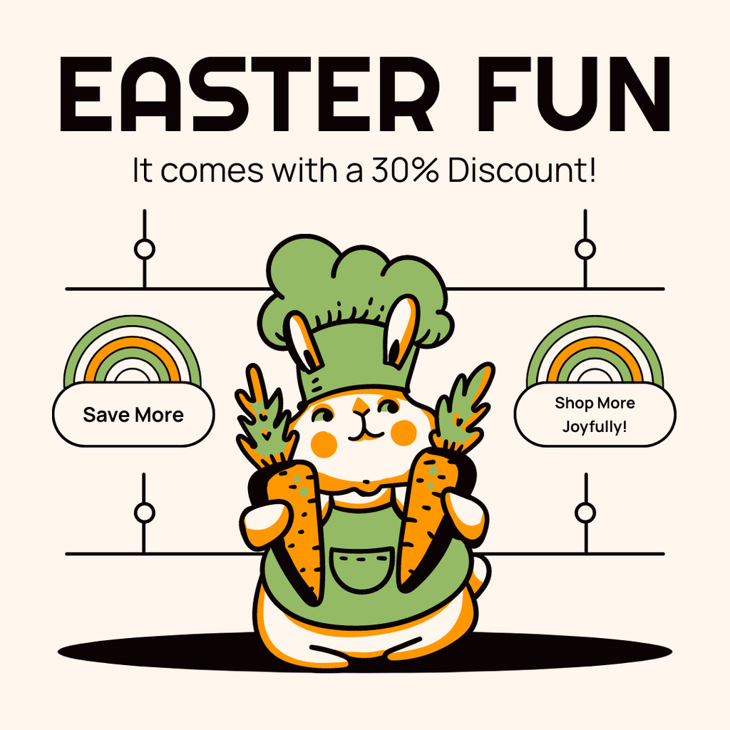 Easter Holiday with Cute Bunny Cook Instagram Design Template