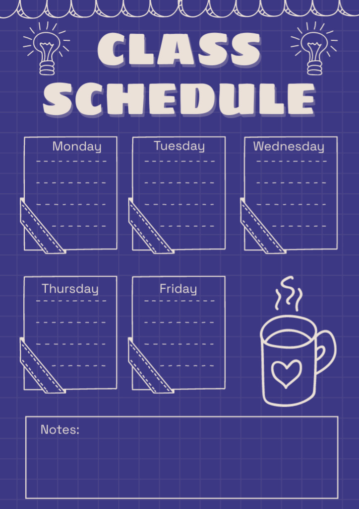 Designvorlage Class Lesson Plan on Blue für Schedule Planner