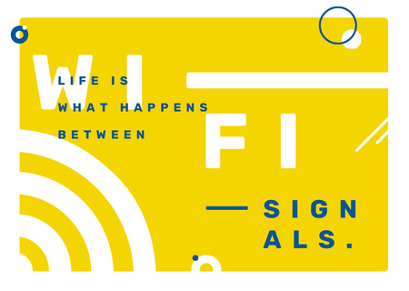 Wi-Fi technology sign in Yellow Postcard Modelo de Design