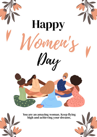 Naiset pitävät kädestä kansainvälisenä naistenpäivänä Poster Design Template
