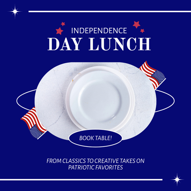 USA Independence Day Lunch Invitation Animated Post Design Template