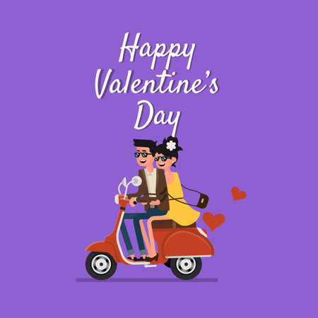 Ontwerpsjabloon van Animated Post van Couple riding scooter on Valentine's Day