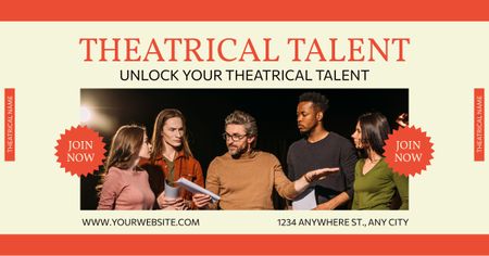 Young Actors on Stage with Teacher Facebook AD Design Template