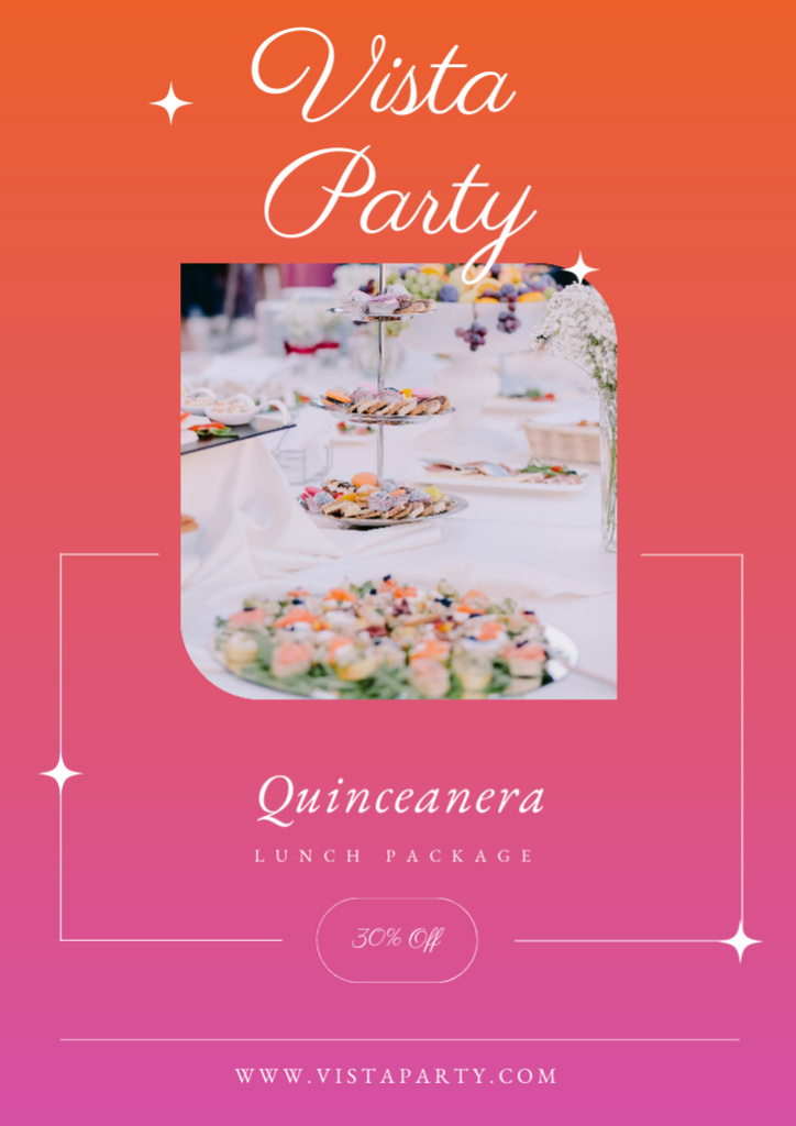 Quinceanera Lunch Package Discount Flyer A4 Design Template