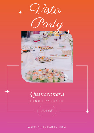 Quinceanera Lunch Package Discount Flyer A4 Πρότυπο σχεδίασης