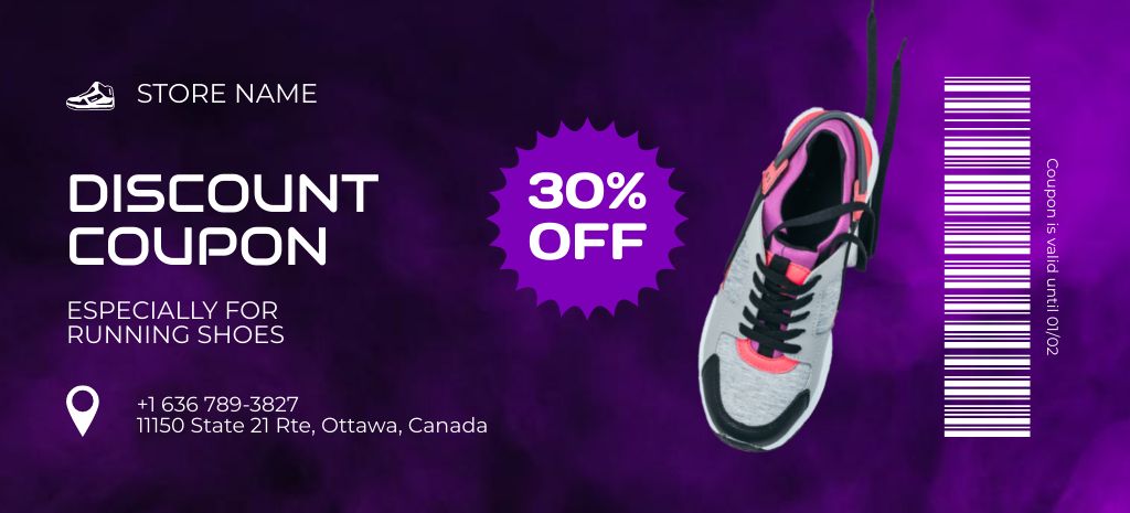 Perfect Running Footwear At Discounted Rates Offer Coupon 3.75x8.25in Design Template
