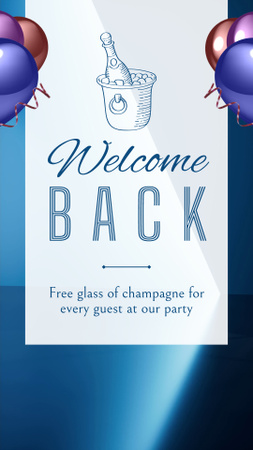 Slavnostní znovuotevření s lahví šampaňského TikTok Video Šablona návrhu