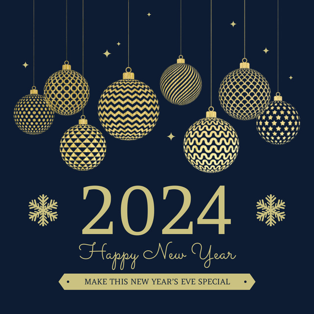 Shiny baubles for New Year Party Instagram AD Design Template