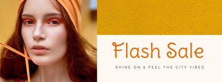 Fashion Sale stylish Woman in Orange Facebook cover Design Template