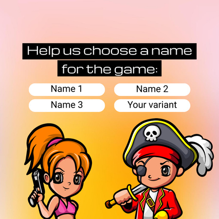 Choosing Name For Game With Characters Instagram Design Template