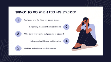Steps For Helping In Stress Mind Map Tasarım Şablonu