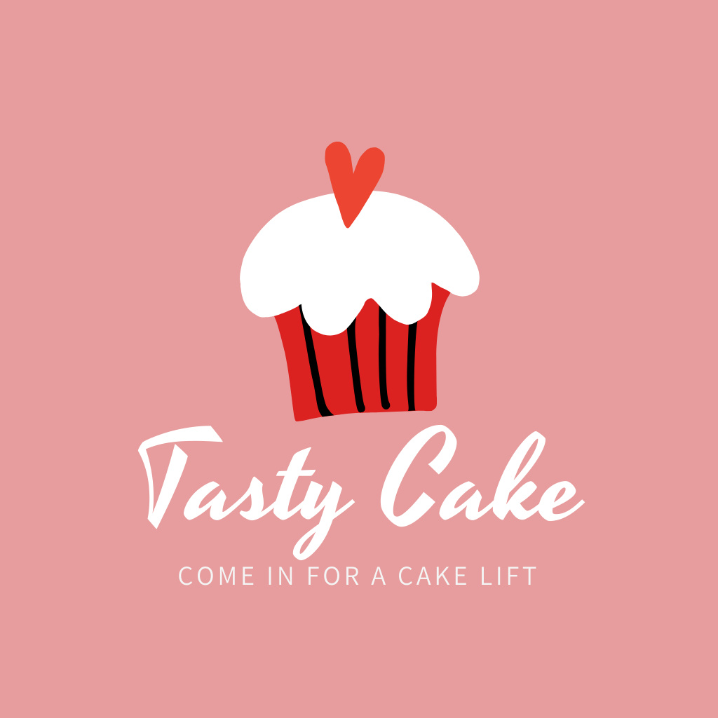 Tasty Bakery Ad with a Yummy Cupcake In Pink Logo Design Template