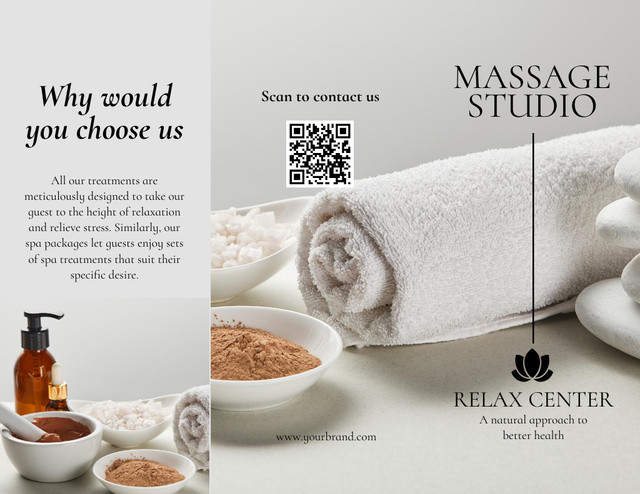 Designvorlage Massage Studio Promotion with Towel für Brochure 8.5x11in