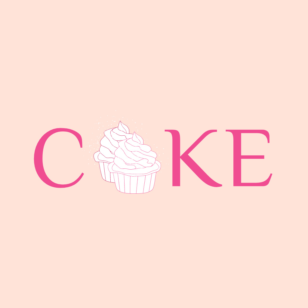 Cake Ad with Illustration of Cupcake Logo – шаблон для дизайна