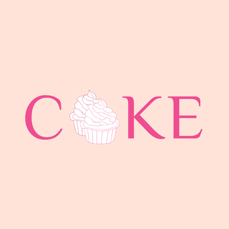 Cake Ad with Illustration of Cupcake Logo Design Template