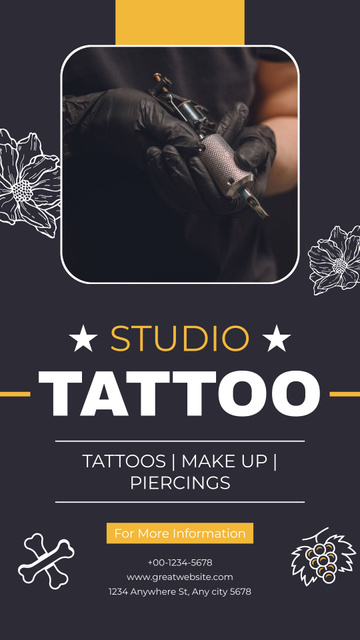 Ontwerpsjabloon van Instagram Story van Tattoo Studio With Makeup And Piercings Offer