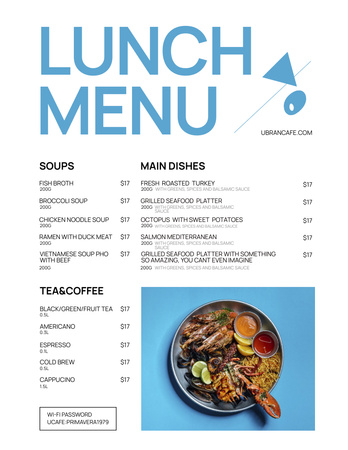 Platilla de diseño Lunch Menu Announcement on White Menu 8.5x11in