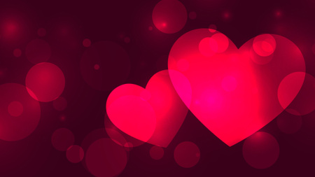 Valentine's Day Celebration with Big Red Hearts and Bokeh Zoom Background Design Template