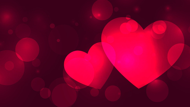 Valentine's Day Celebration with Big Red Hearts and Bokeh Zoom Background Modelo de Design