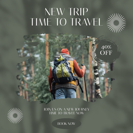 新しいハイキングツアーのお知らせ Instagram ADデザインテンプレート
