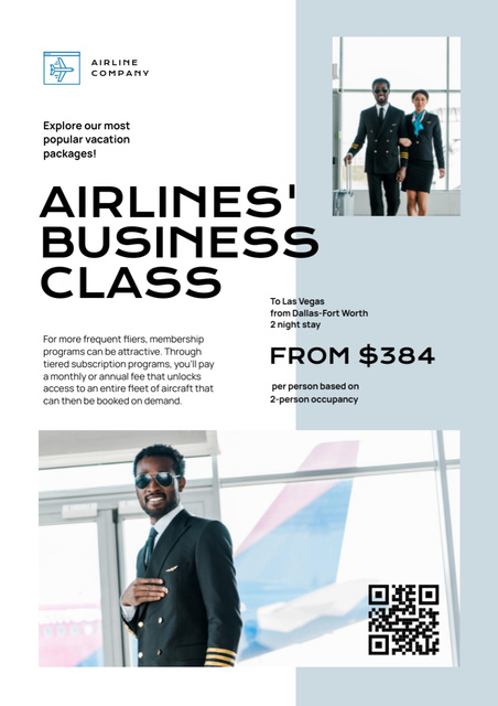 Plantilla de diseño de Business Class Airlines Ad Poster A3 
