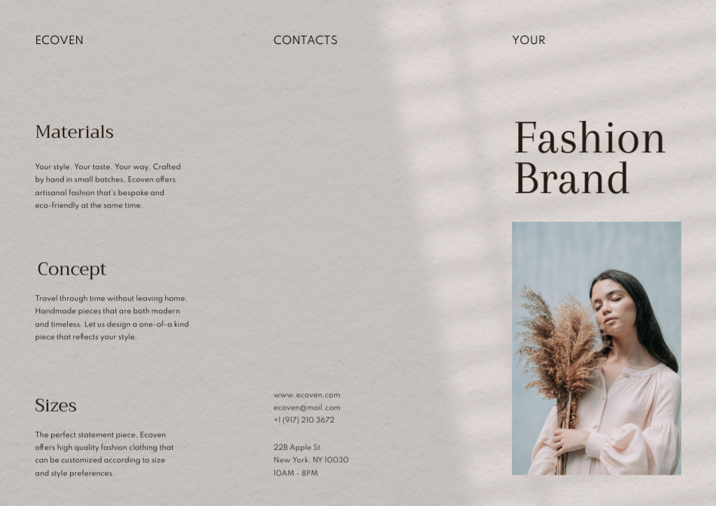 Fashion Brand Ad with Stylish Young Woman Brochure Modelo de Design