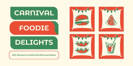 Carnival Foodie Treats At Reduced Price Twitter Design Template