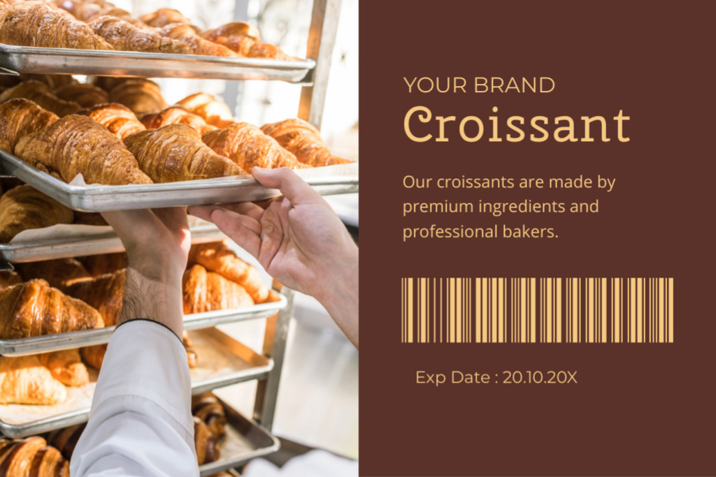 Croissant Baking and Selling Label Šablona návrhu