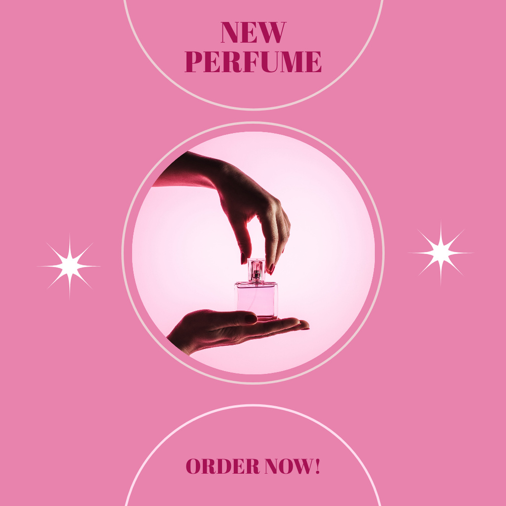 Modèle de visuel New Perfume Anouncement with Bottle of Aroma - Instagram