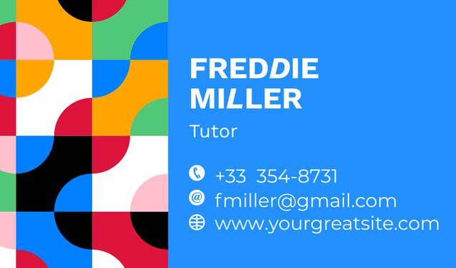 Template di design Blue Ad of Tutor Services Offer Business card