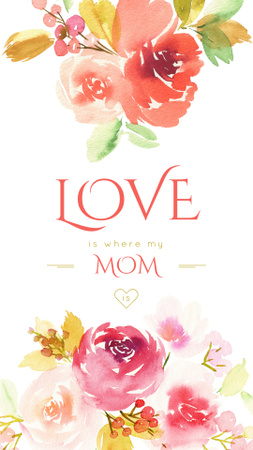 Mother's Day Greeting with Tender spring flowers Instagram Story Design Template