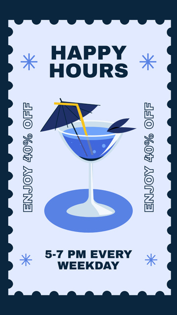 Ontwerpsjabloon van Instagram Story van Happy Drinks Hours with Cocktail and Umbrella
