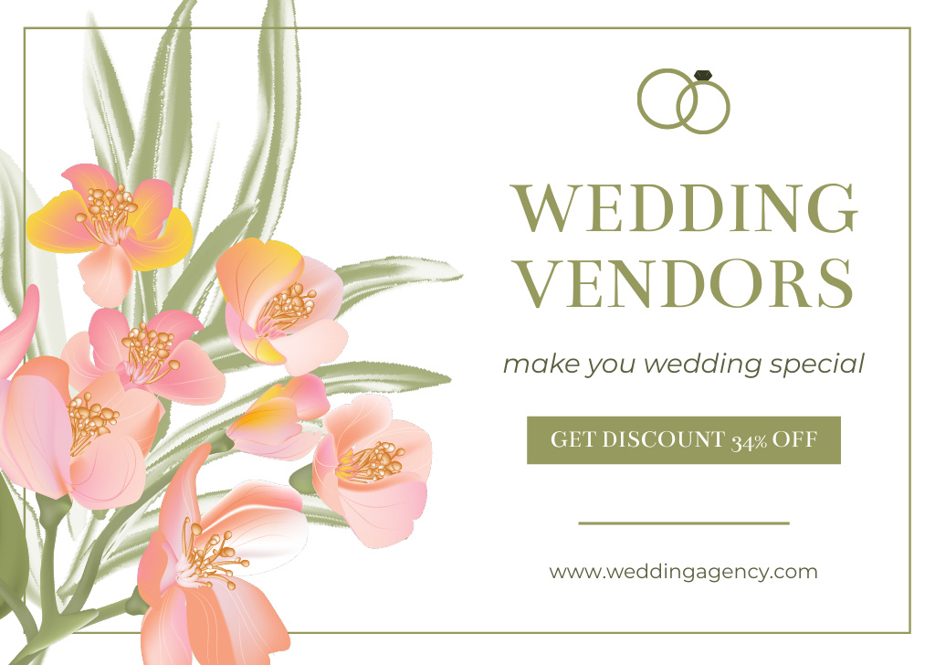 Discount on Wedding Vendor Services Card Modelo de Design