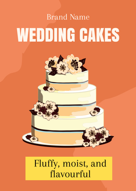 Plantilla de diseño de Beautiful Wedding Cake Decorated with Flowers Flayer 