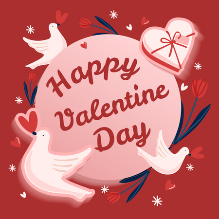Valentin-napi dalok galambokkal és szívekkel Album Cover tervezősablon