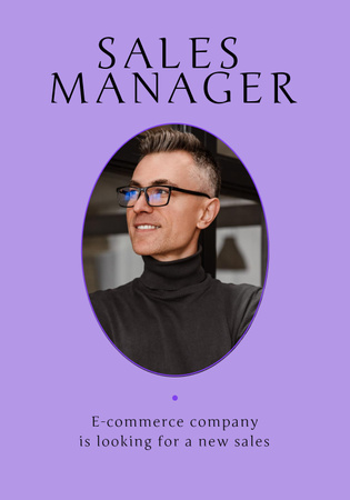 Designvorlage Sales Manager Vacancy ad with Confident Man für Poster 28x40in