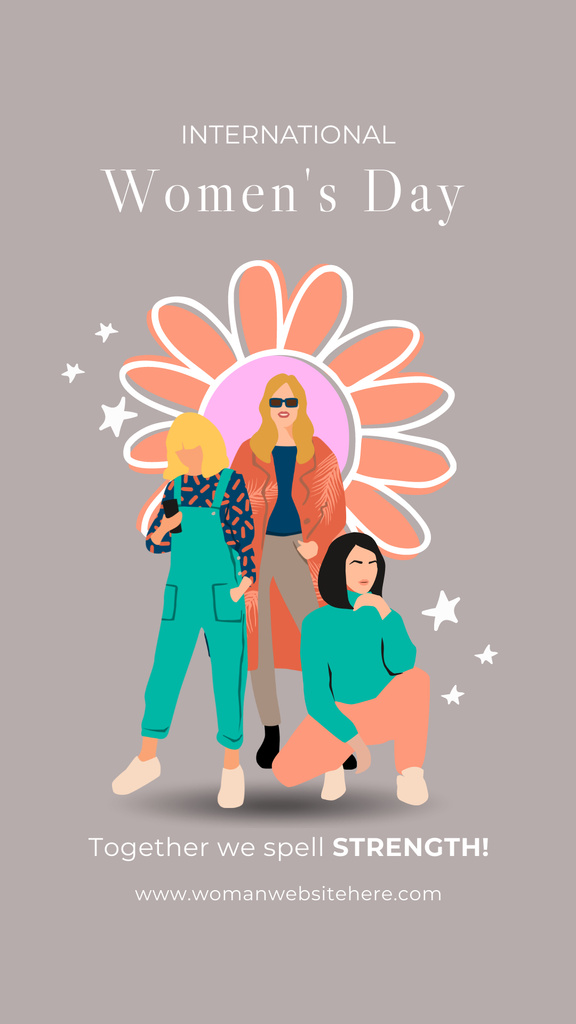Women's Day with Illustration of Stylish Young Women Instagram Story – шаблон для дизайна