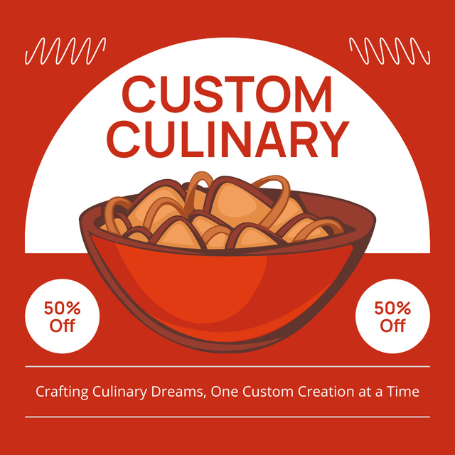 Custom Culinary Services Ad with Discount Instagram AD Tasarım Şablonu