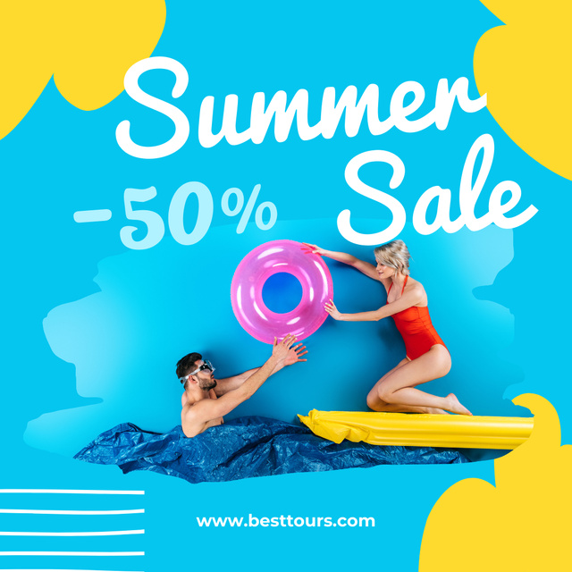 Summer Holiday Offers with Cute Couple Instagram Πρότυπο σχεδίασης