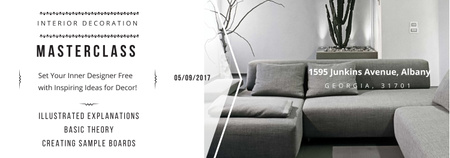 Ontwerpsjabloon van Tumblr van Interior Decoration Event Announcement Sofa in Grey
