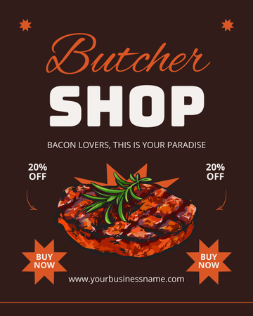 Buy Steak in Butcher Shop Instagram Post Vertical Design Template