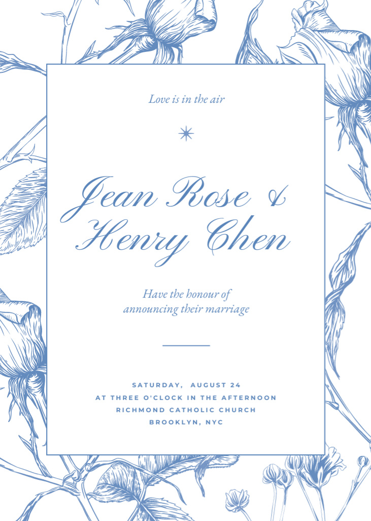 Exquisite Wedding Ceremony Announcement With Floral Pattern Invitation Design Template