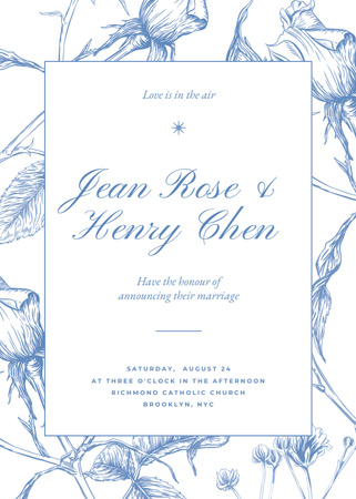 Modèle de visuel Exquisite Wedding Ceremony Announcement With Floral Pattern - Invitation