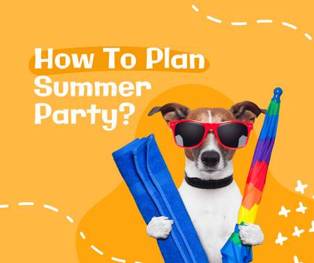 Plantilla de diseño de perro divertido listo fiesta de verano Facebook 