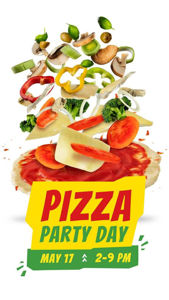 Pizza ingredients for Pizza Party Day Instagram Story – шаблон для дизайна