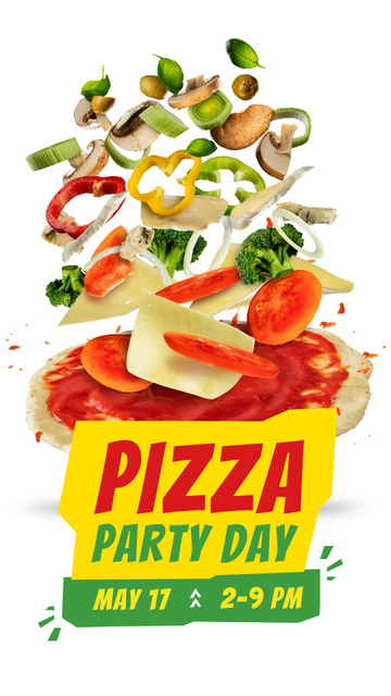 Pizza ingredients for Pizza Party Day Instagram Story – шаблон для дизайну